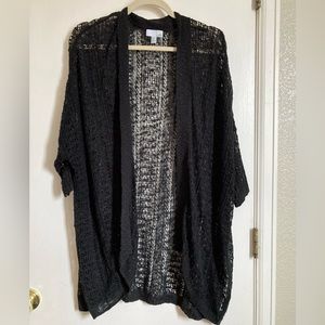 🌞14th and Union Short Sleeve Black Open Knit Cardigan/Cover-Up A